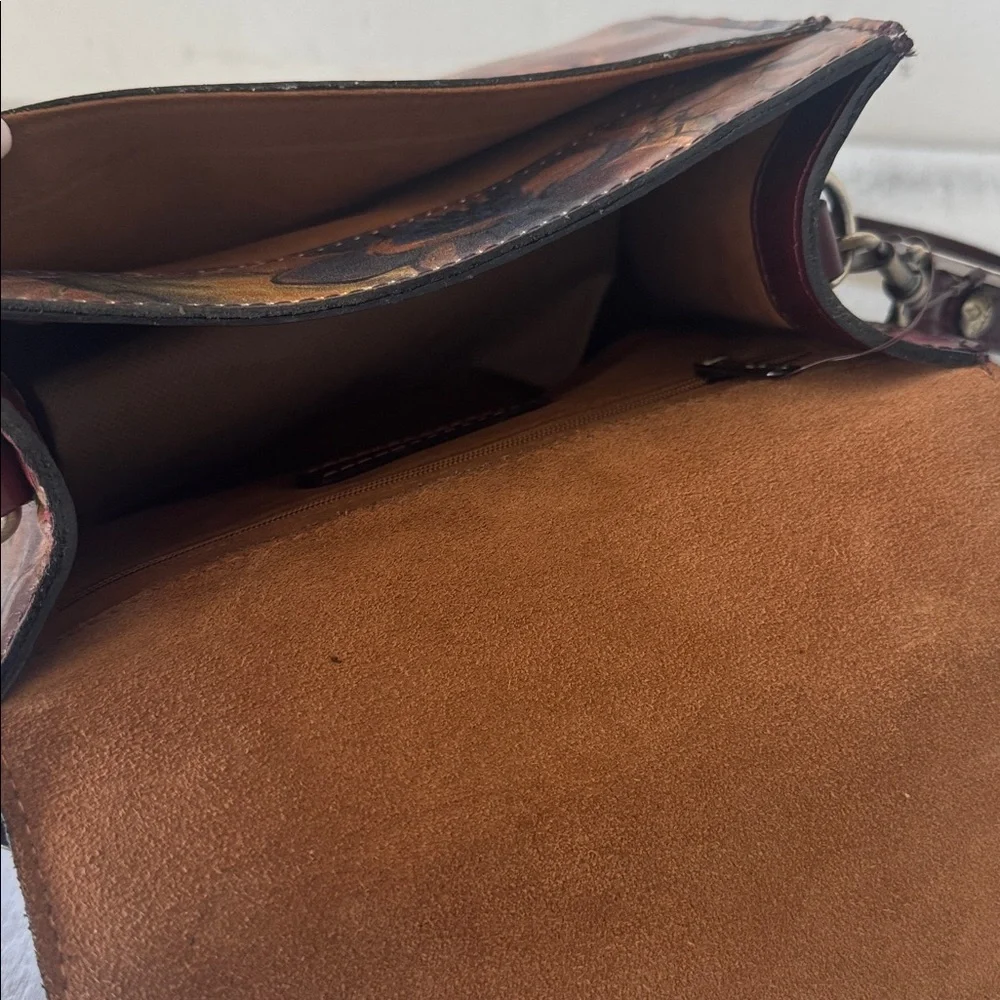 PATRICIA NASH Leather Chauny Top Handle Satchel Sienna Sunset Crossbody